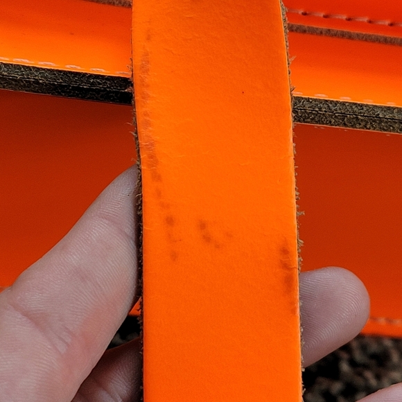 The Leather Satchel Co satchel with Crossbody Straps in Neon Orange - Picture 12 of 16